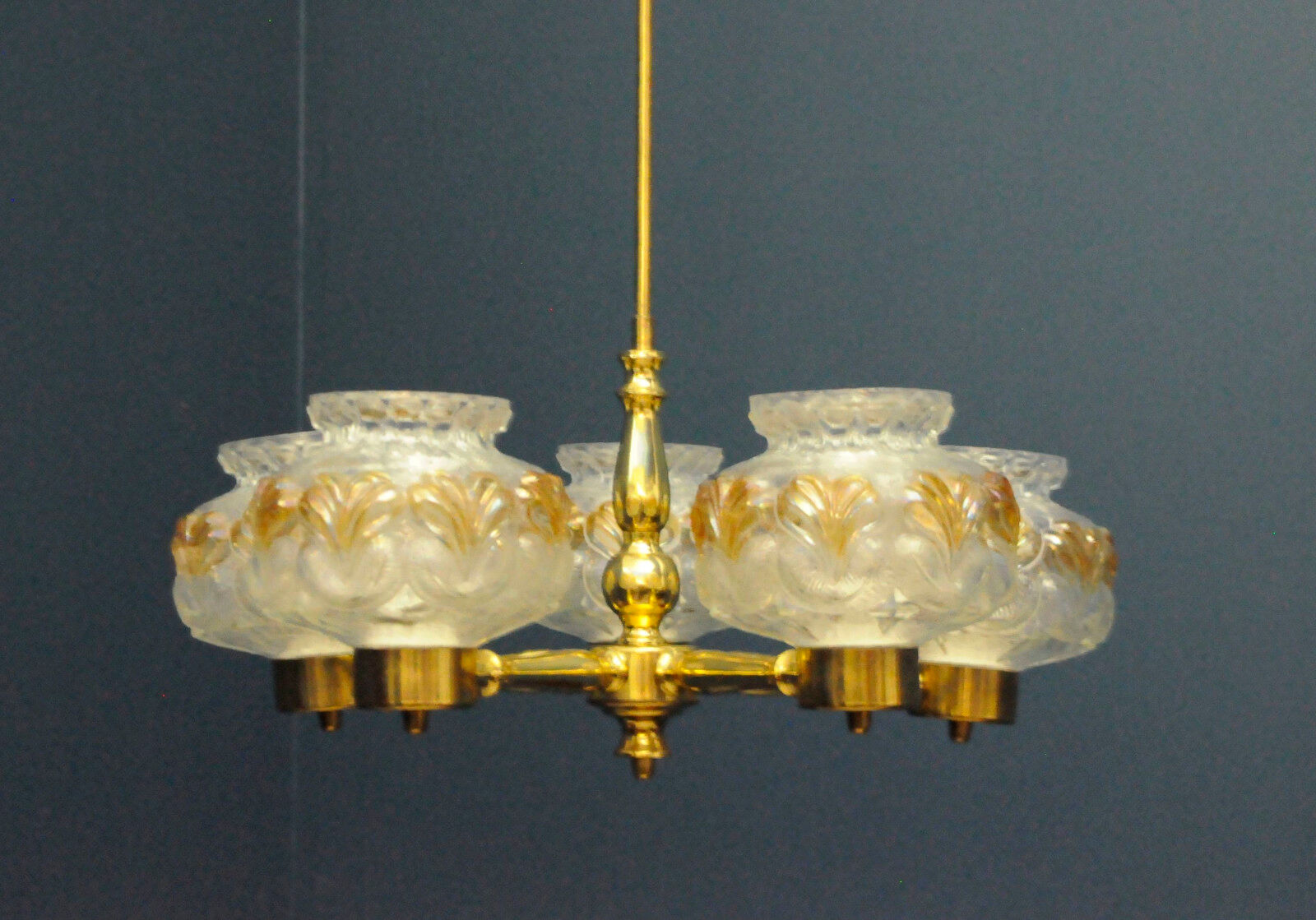 Scandinavian chandelier polished brass