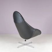 1960s swivel easy chair on chrome crossbase with black skai seat / Rudolf Wolf / Rohé, Netherlands