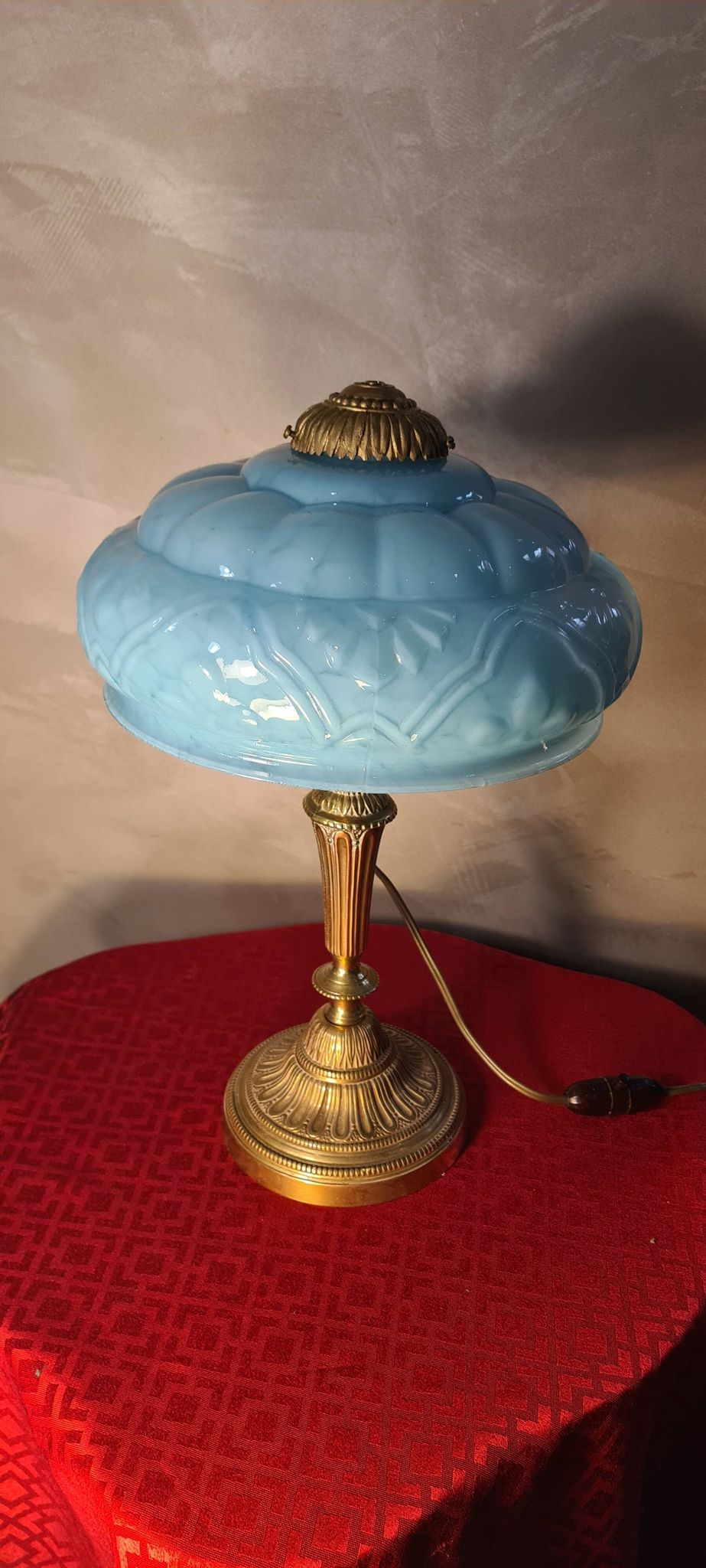 Bronze and blue opaline lamp 42x24