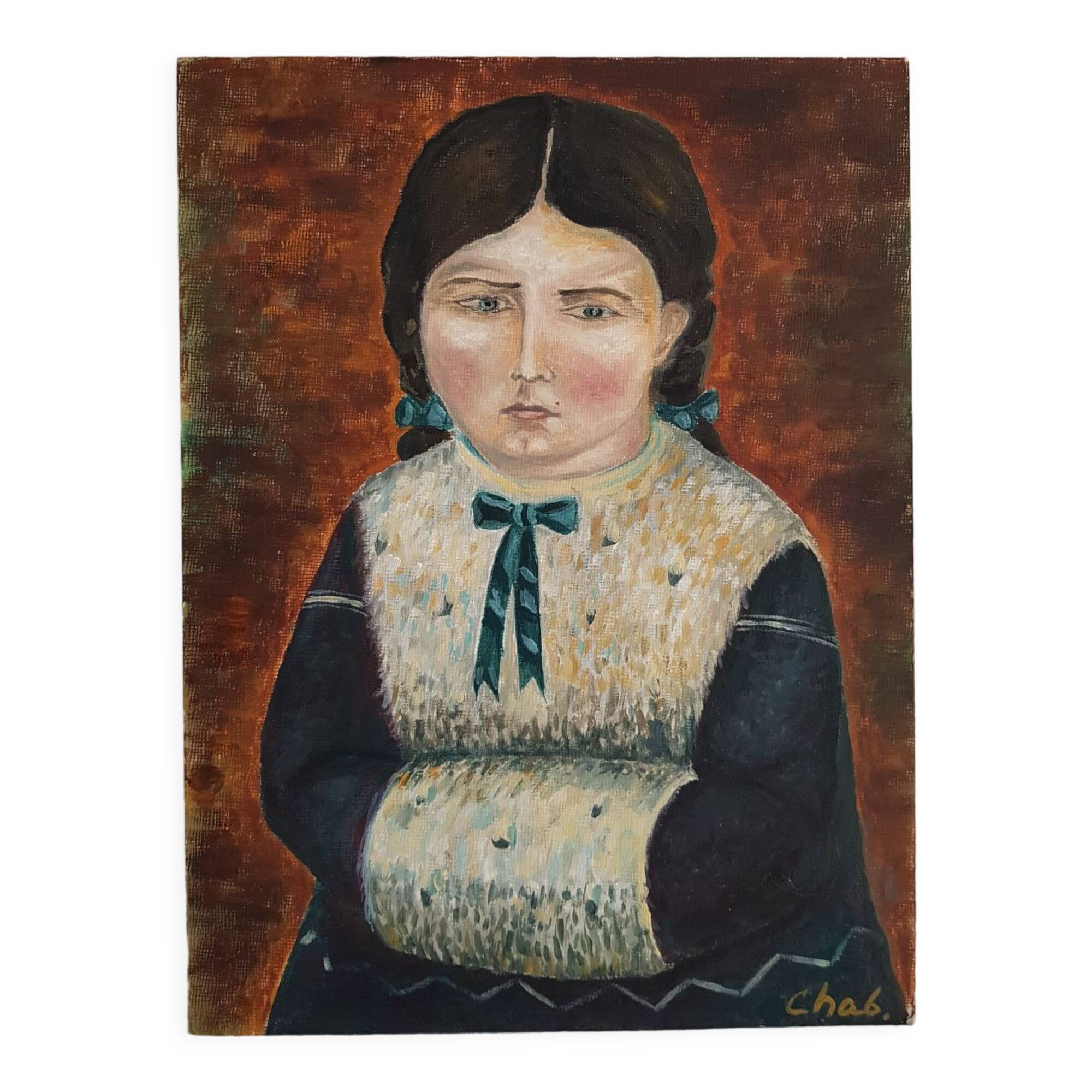Portrait of a young girl oil painting