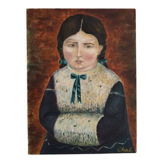 Portrait jeune fille peinture huile