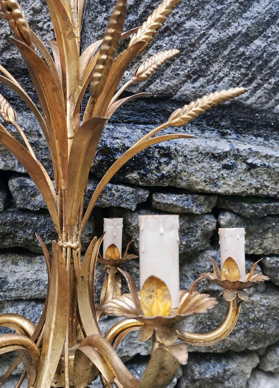 Nice chandelier 60s ears of wheat in 5 branches gilded metal