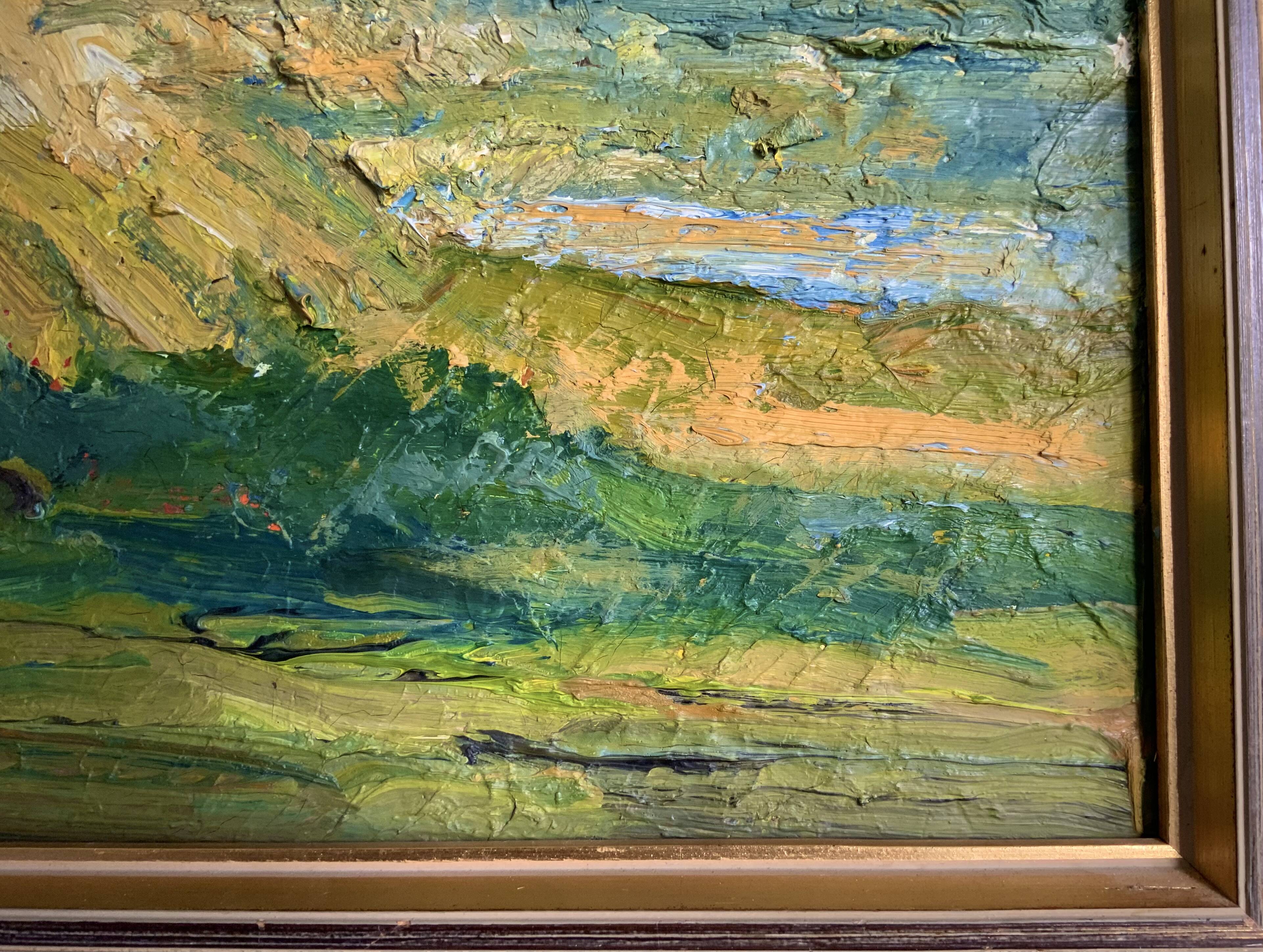 Vintage Modernists Oil Painting Autumn Landscape by Aksel 1960s