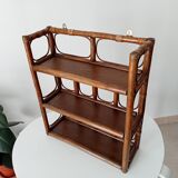 Vintage bamboo and rattan wall shelf