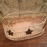 Basket with metal and wicker handles