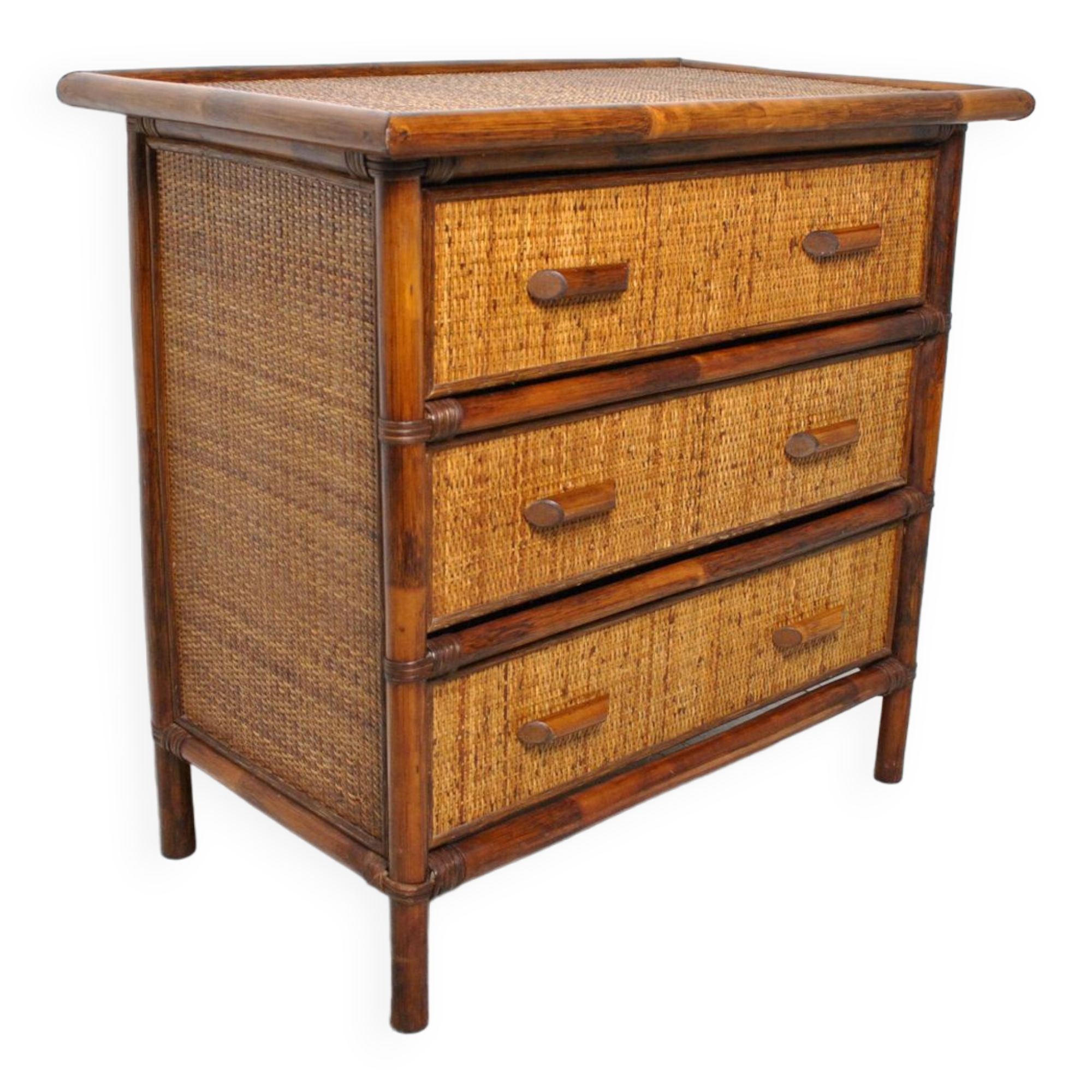 Commode en rotin 1970