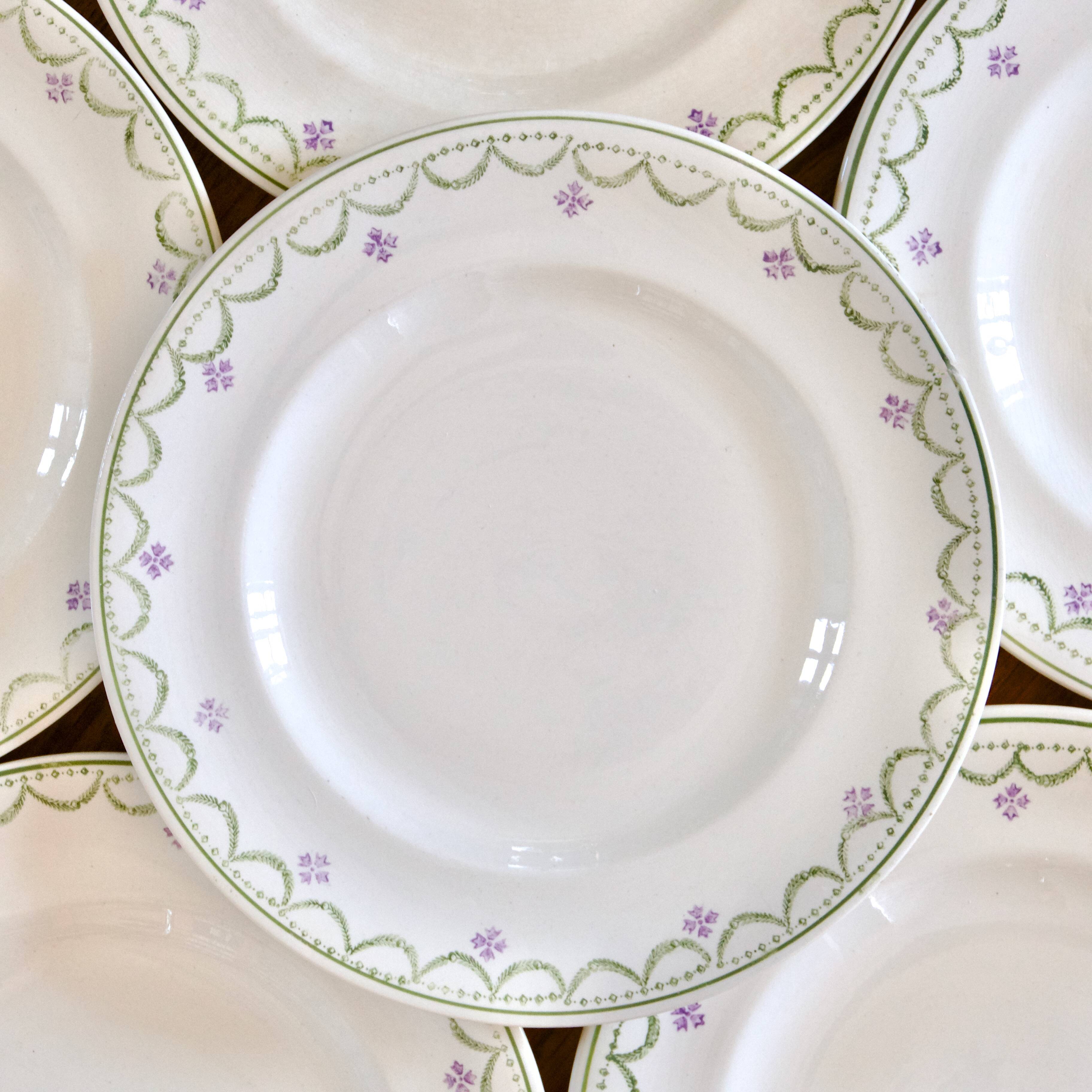 Antique Longwy "Violetta" hand-painted dinner plates