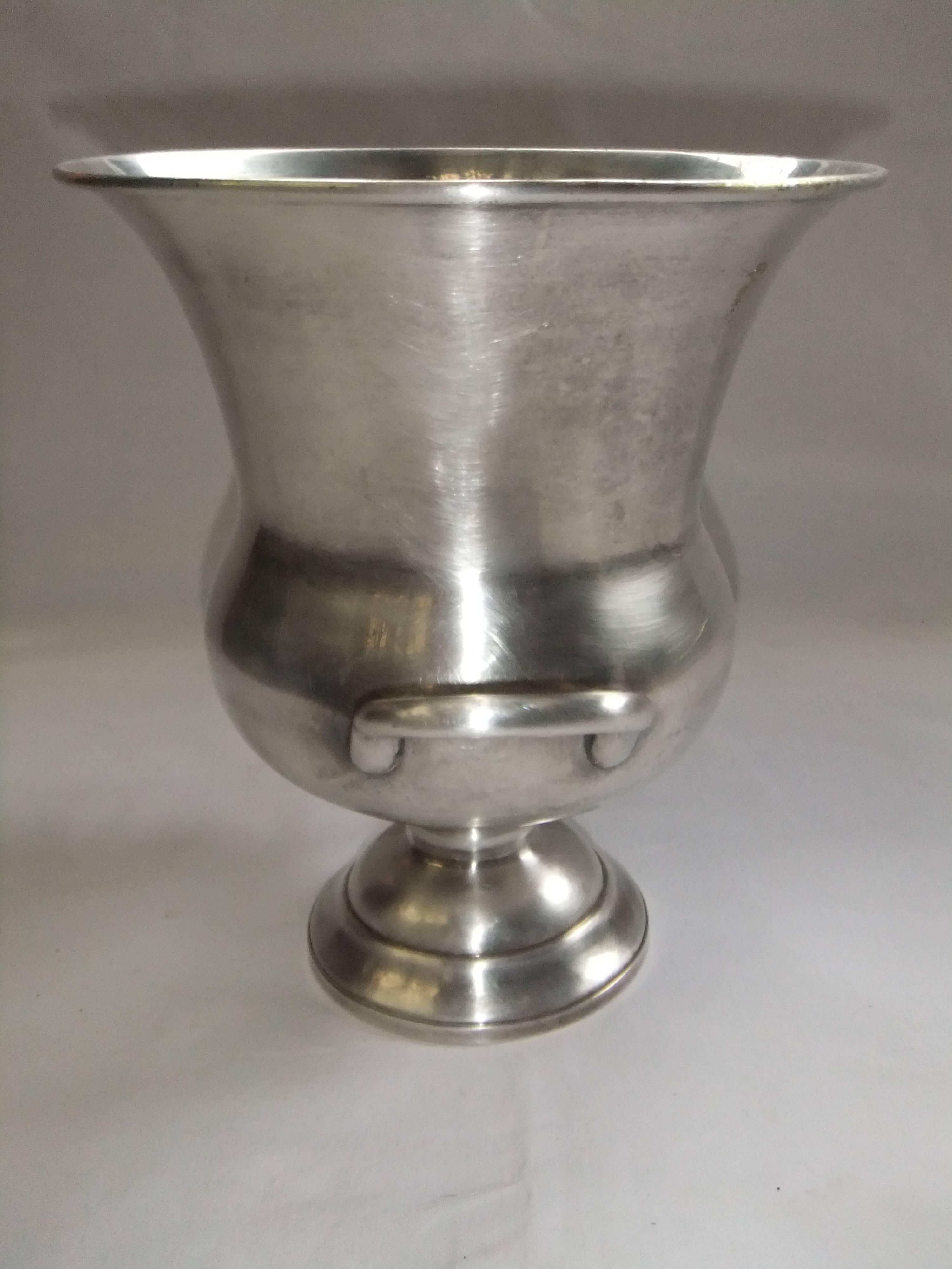 Old champagne bucket with vintage silver metal cooler Medici