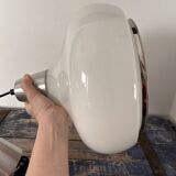 Vintage pendant light in white and silver opaline