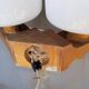Pair of vintage 1960 wood/glass wall lights