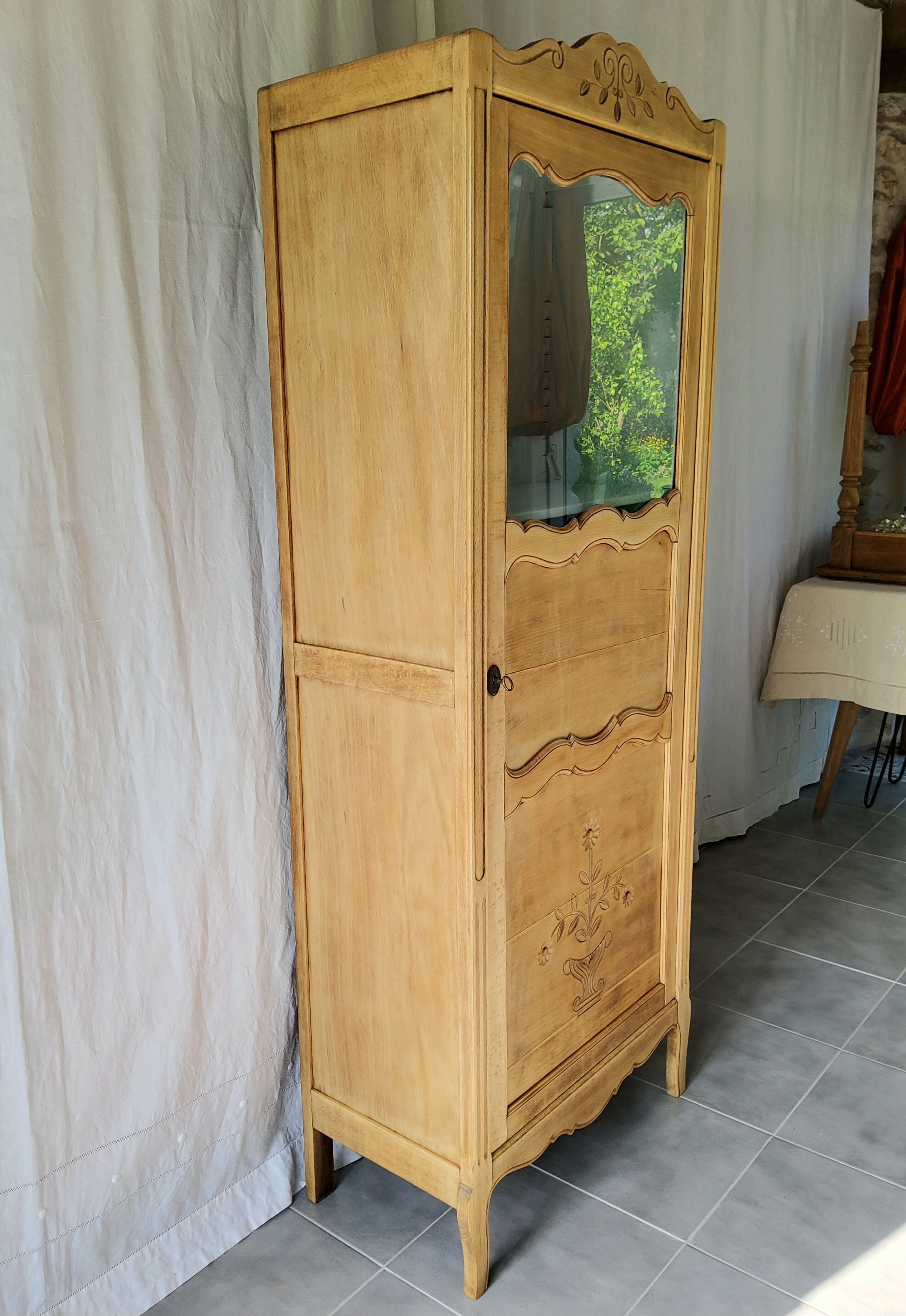 Carved and glazed wardrobe