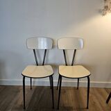 Paire de chaises en formica blanc