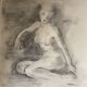 Tableau fusain nu féminin signé
