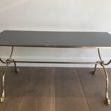 Neoclassical brass style coffee table with dolphin head decoration
