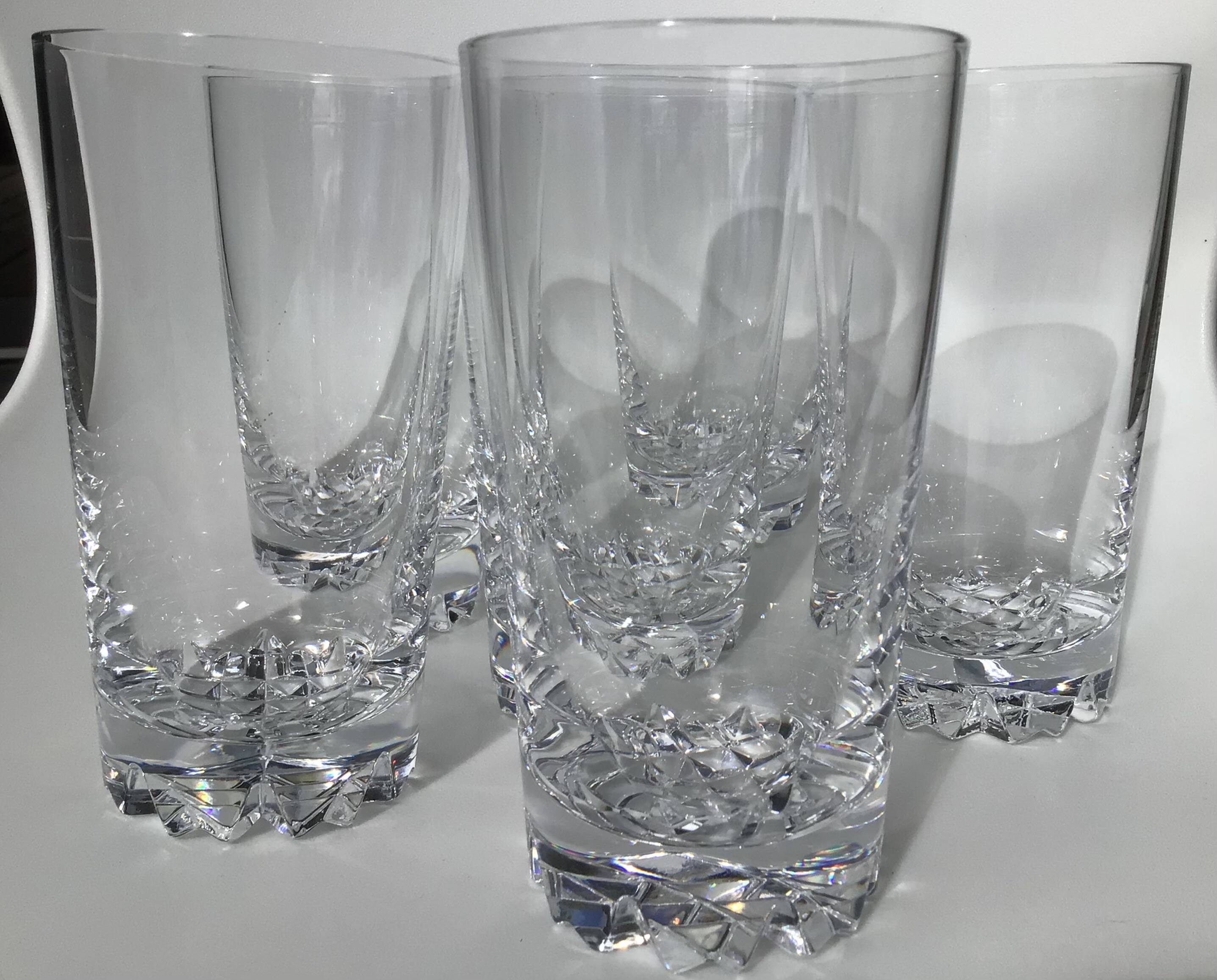 6 Crystal Long Drink Glasses with Spikes