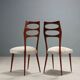 Chaises vintage en hêtre et tissu, design, Italie, années 1950, restaurées