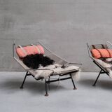 Paire de chaises longues originales Hans Wegner Flag Drisse pour Getama
