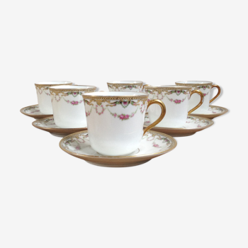 Tasses à café en porcelaine de Limoges x6