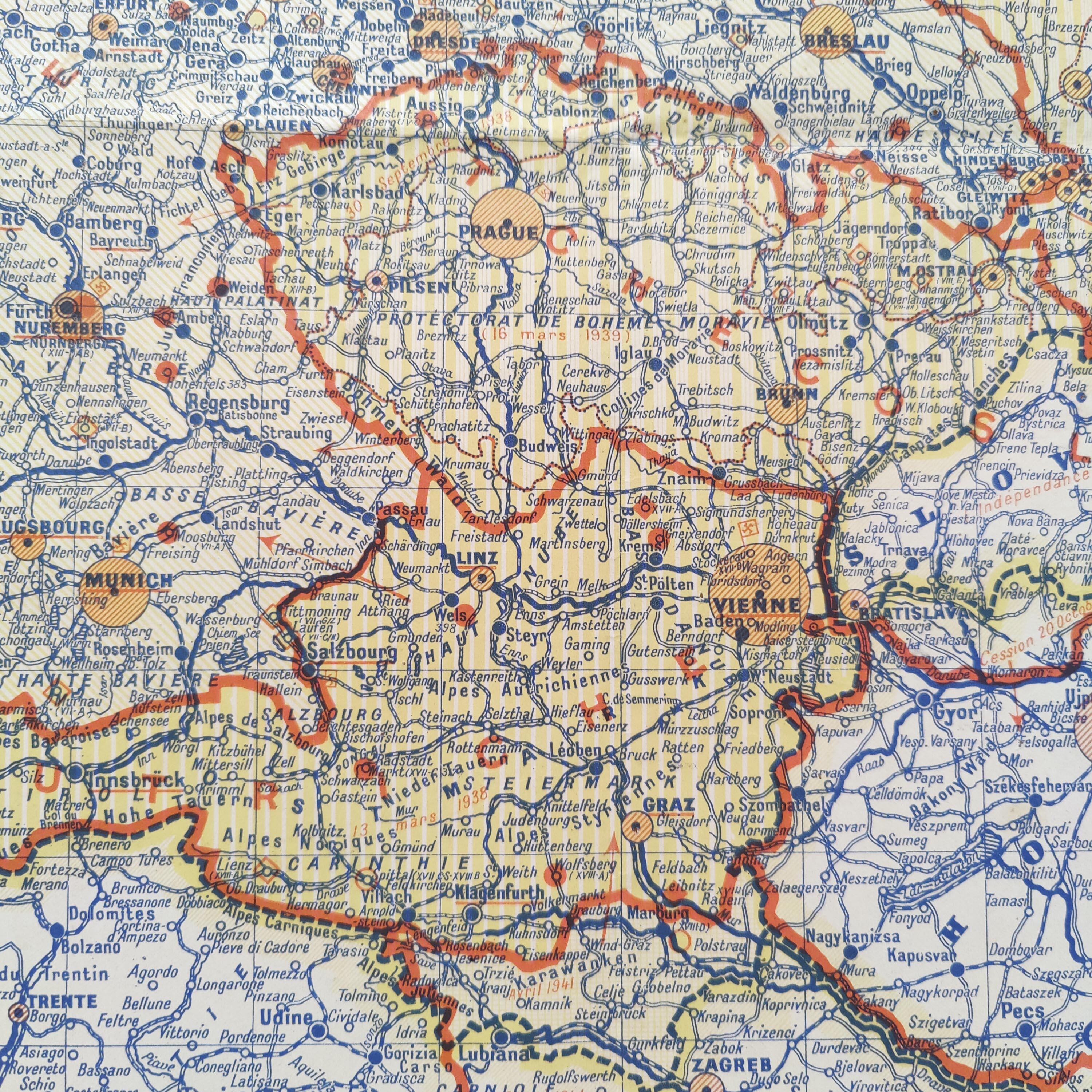 Map Germany and Europe 40s