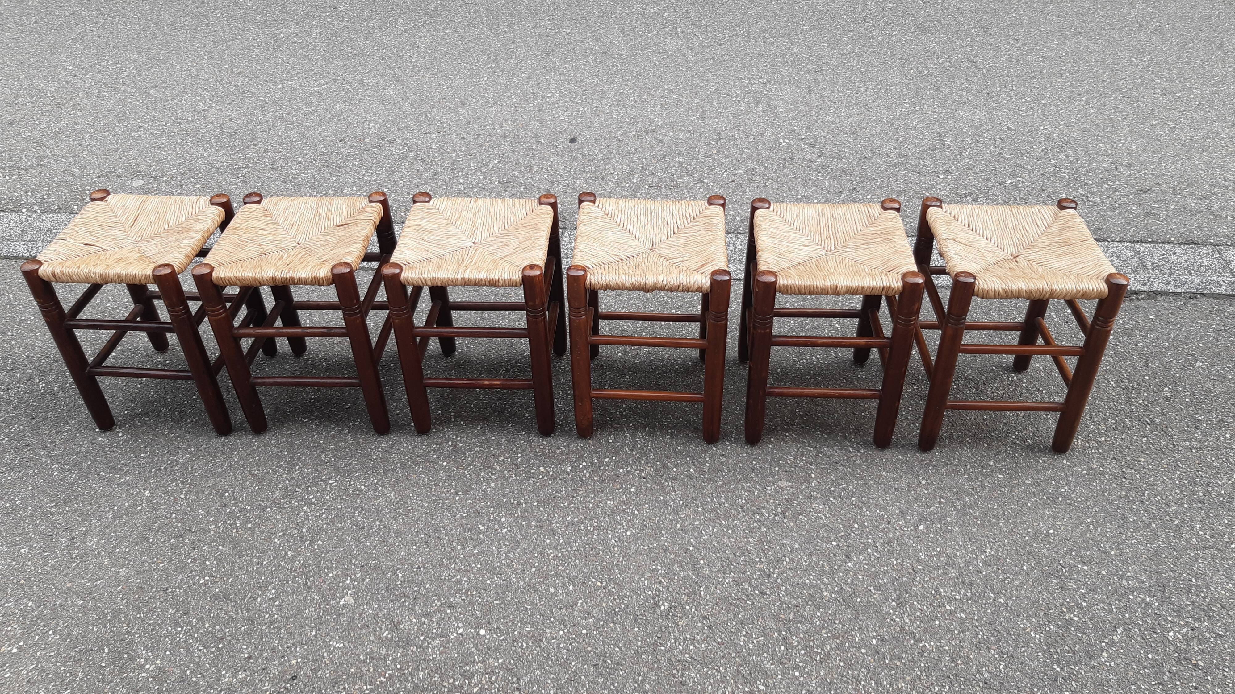 Set of 6 straw stools