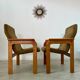 Set of 2 bridge armchairs from the 70s design Bruno Rey vintage solid beech