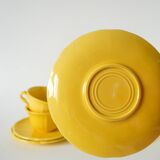Set of 5 Badonviller lemon yellow cups and saucers, 1960