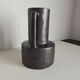 Modernist black ceramic vase / handmade / vintage