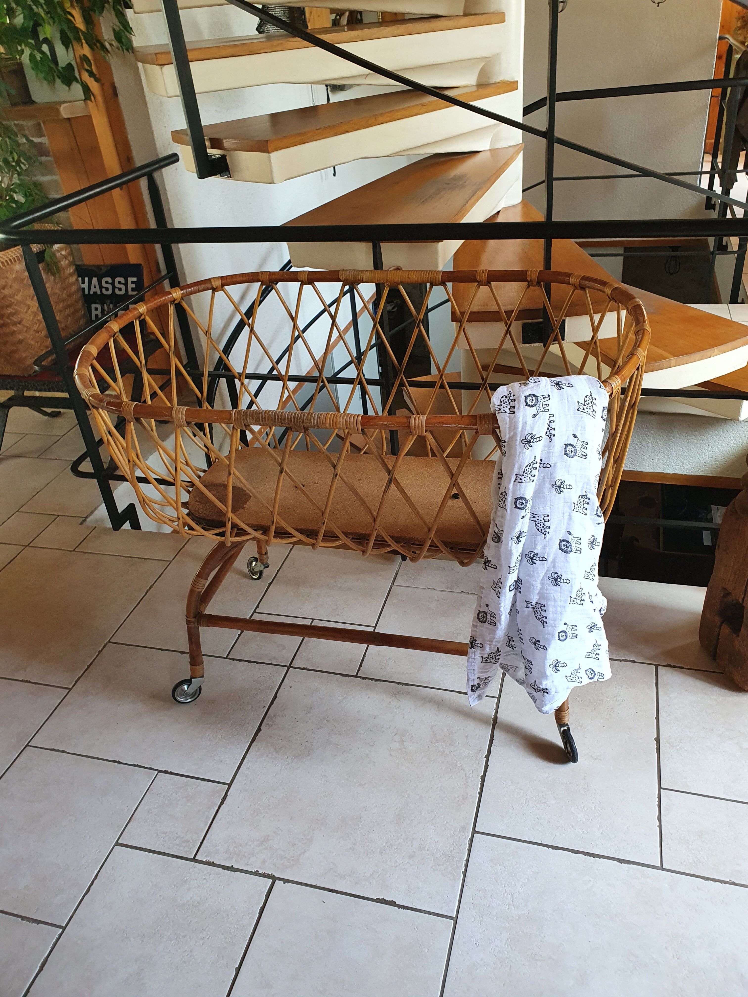 Vintage rattan crib