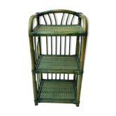 70's green rattan bedside shelf
