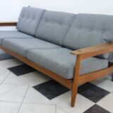 Three seater sofa in fabric and wood