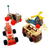 Set of 4 Fisher-Price wooden toys from the 1960s