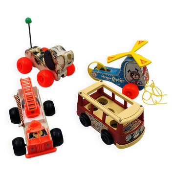 Lot de 4 jouets en bois Fisher-price années 60