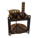 Chariot et ensemble de verres et de mugs vintage des années 70 design par l.massoni pour guzzini