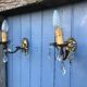 Vintage French Crystal Wall Sconces: Victorian Bronze & Brass Pair