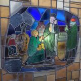 Large signed stained glass window