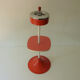 Ashtray on foot 50 metal and pink formica board, silver field