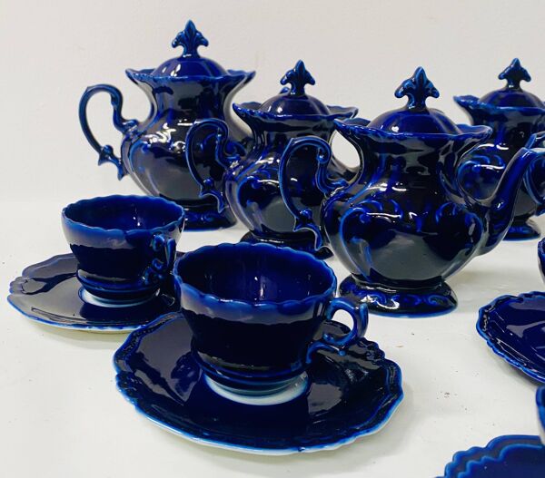 Service a thé café Art Déco en faïence polychrome XX siècle