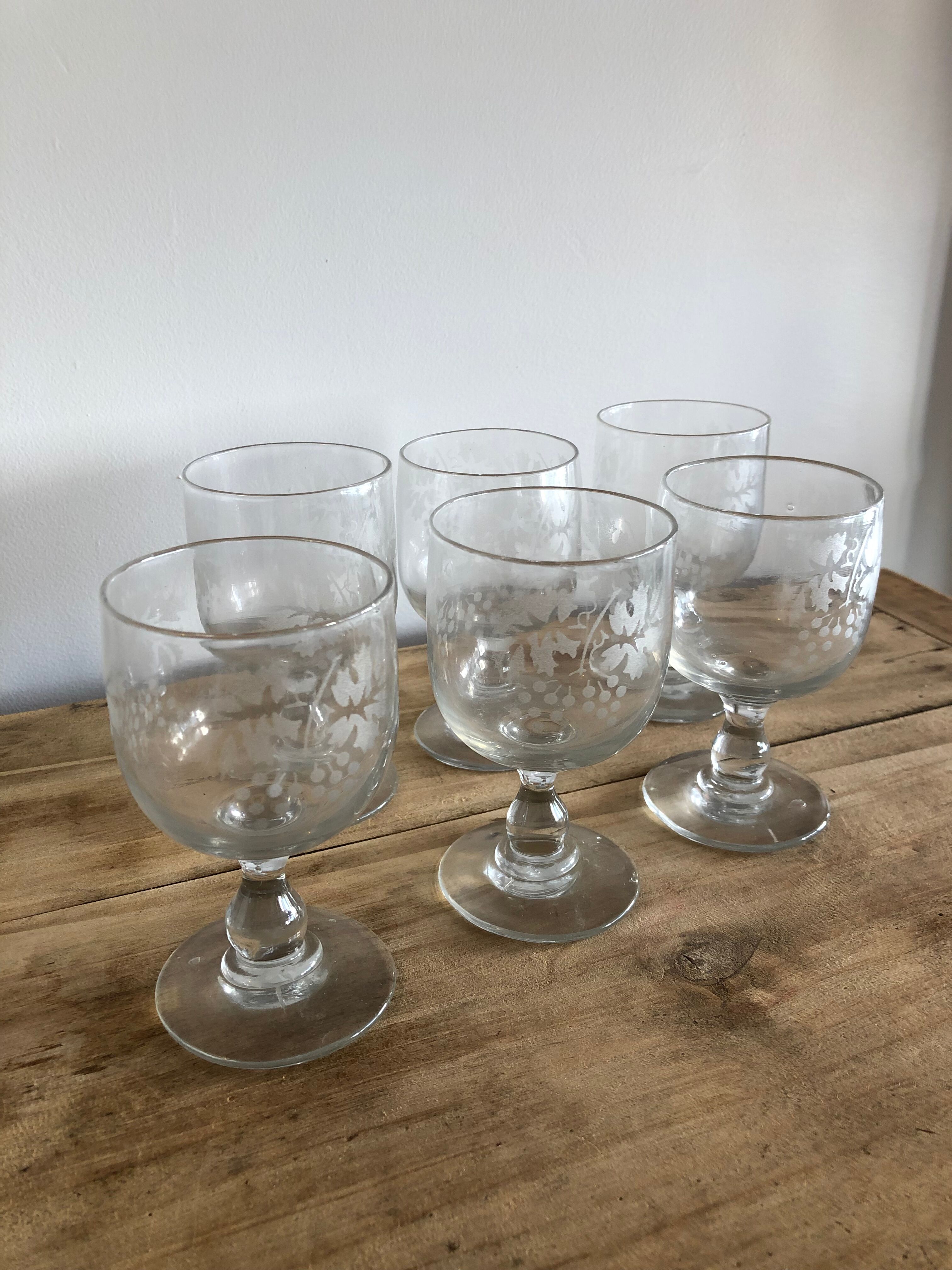 Suite of 6 old glasses 19th century