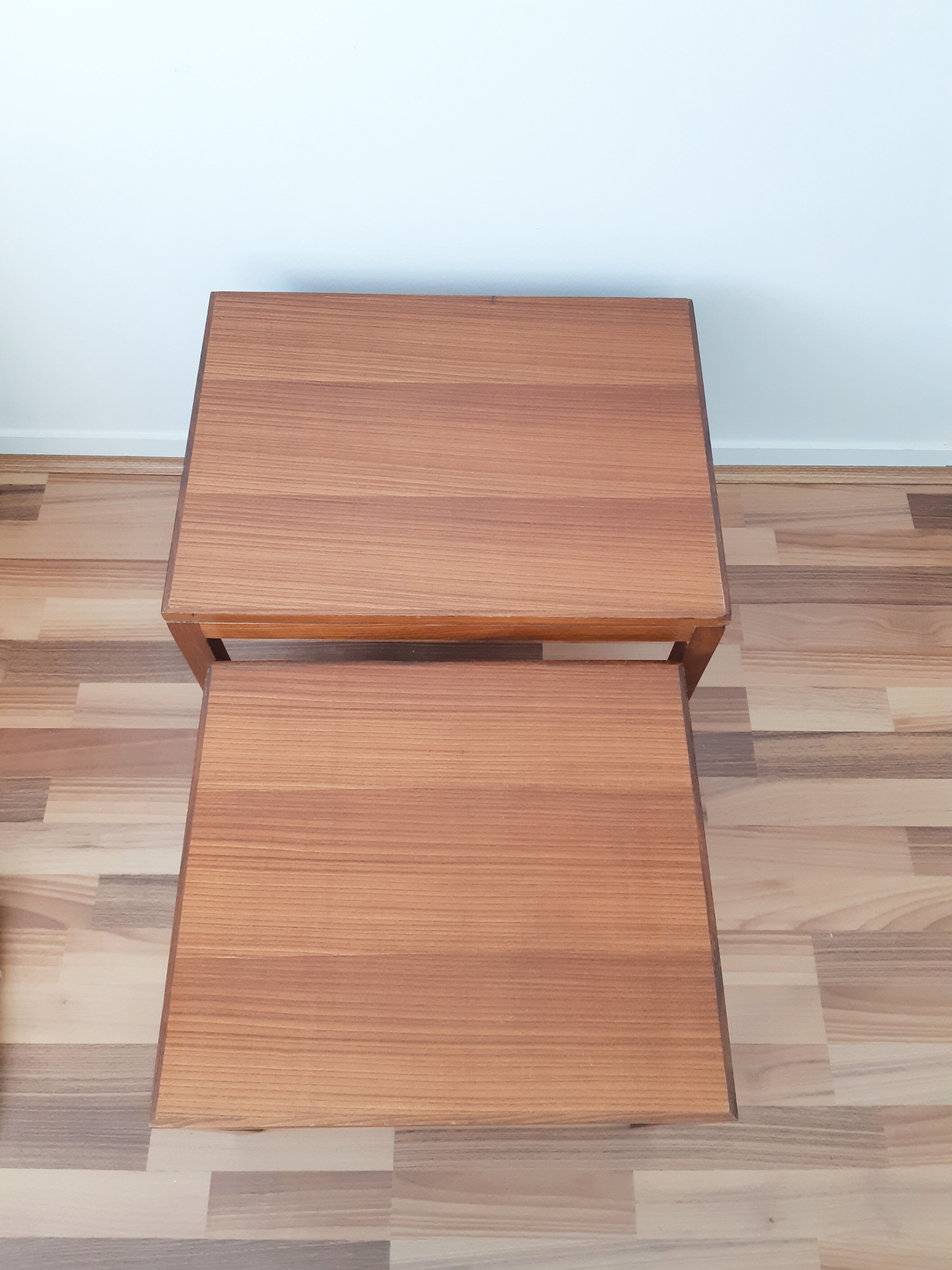 3 teak pull-out tables, signed Barrett, vintage, 1964