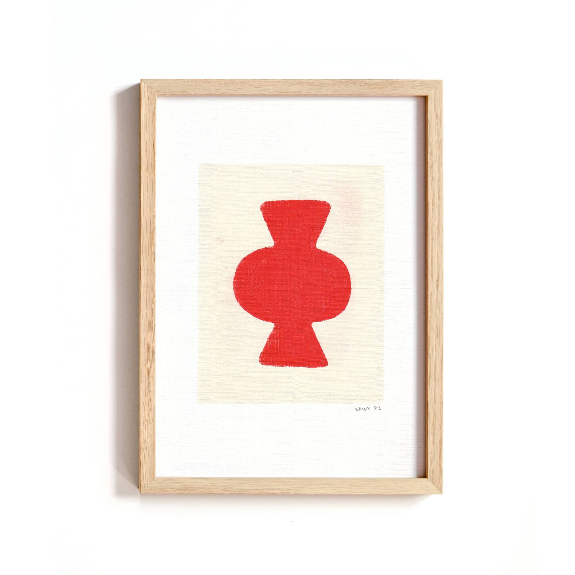 Collection of 4 abstract red paintings on paper signed Eawy