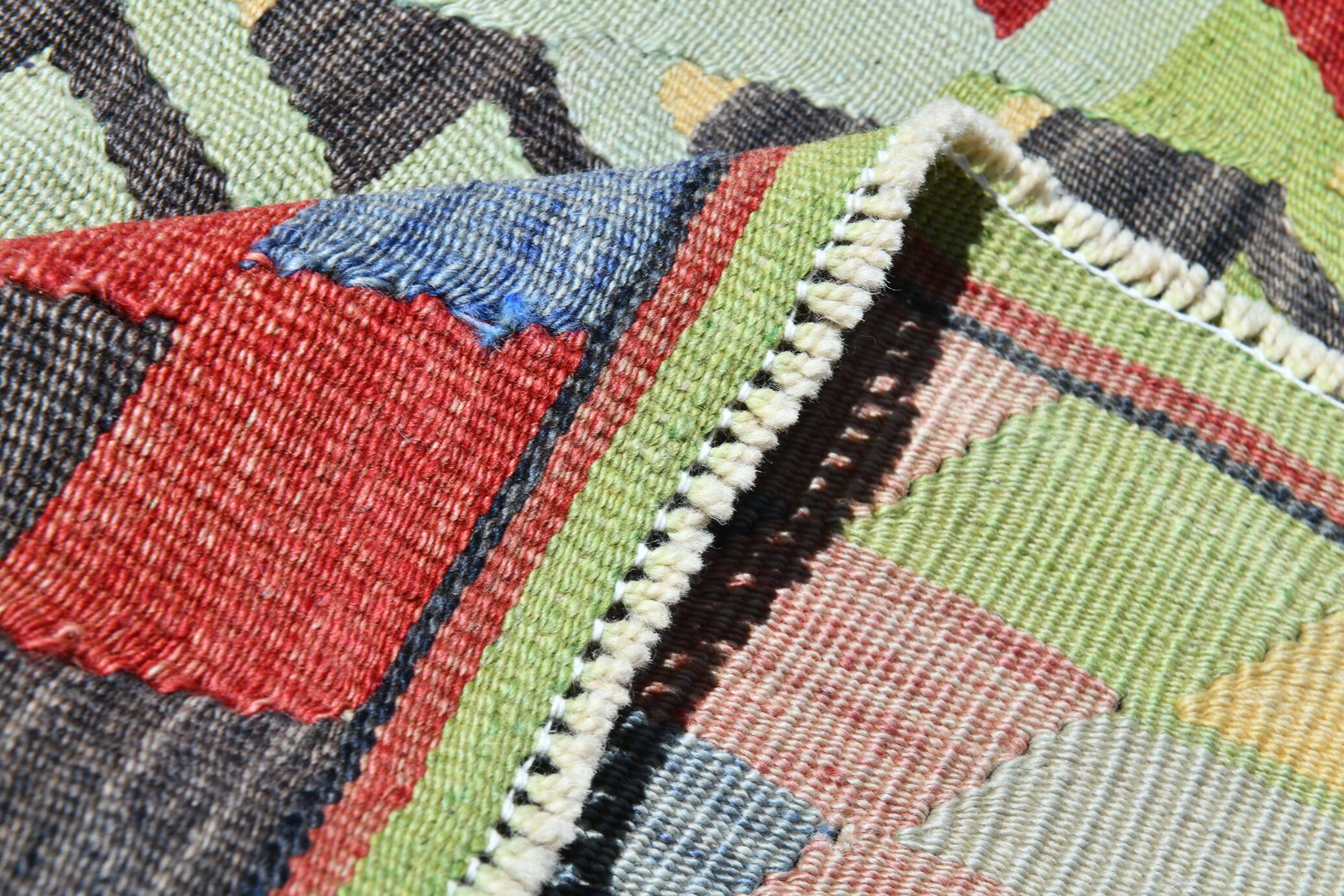 Kilim Long Wide Multicolor Geometric Stlye Vintage Kilim Rug, 199x320 Cm