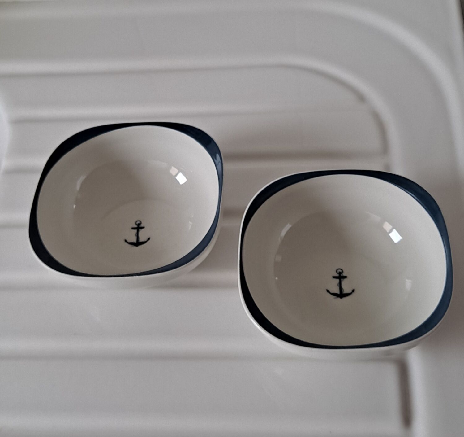 Bowls cups anchor decoration Sarreguemines