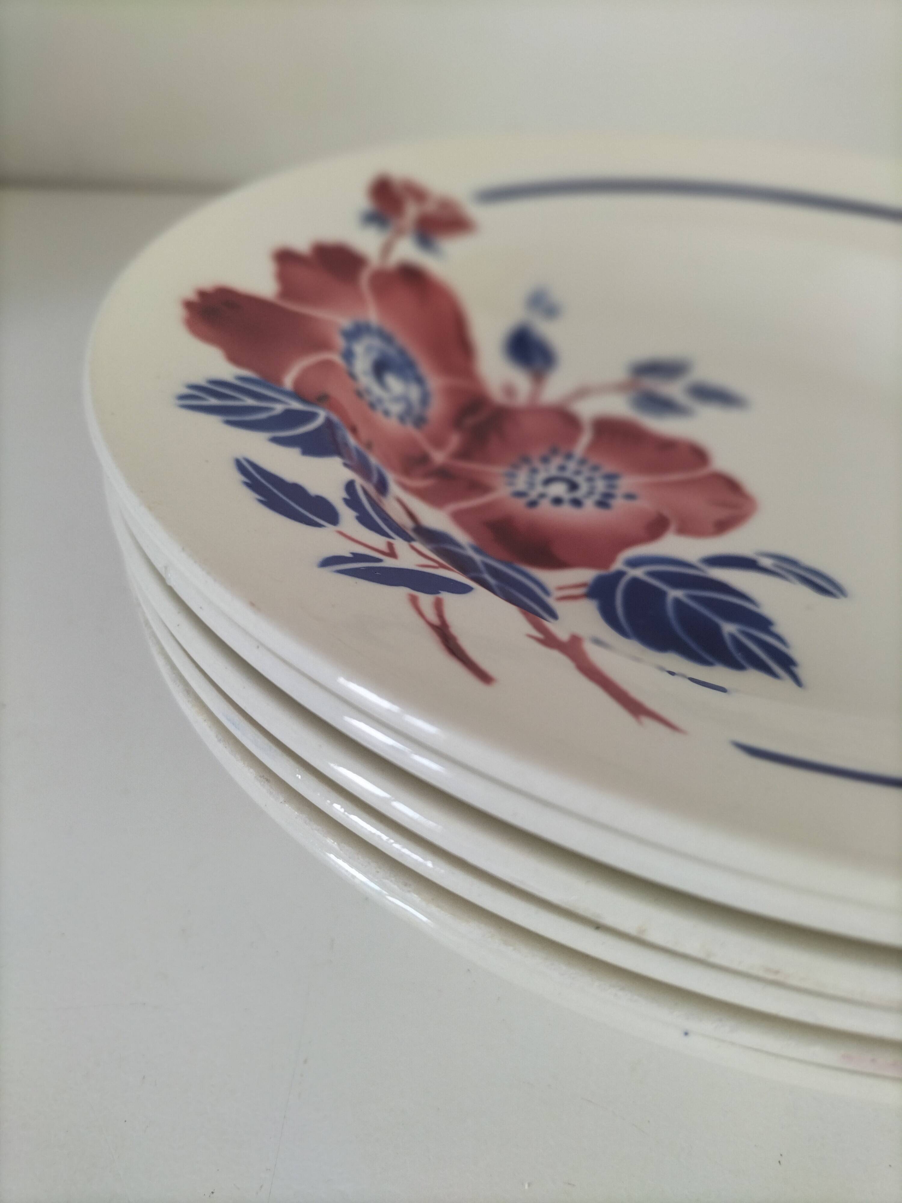 6 antique deep plates K & G Lunéville – Régine model, 1960s
