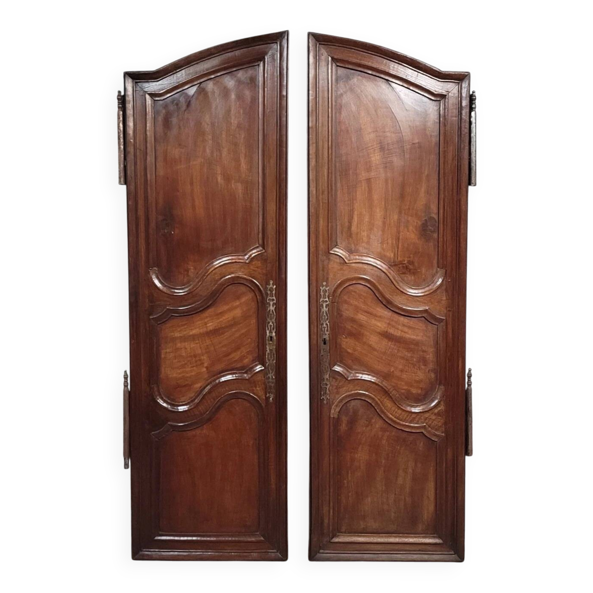 Pair of Louis XV period molded doors in solid walnut