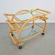 Vintage Trolley in Rattan, Bentwood and Leather, Italy, 1970s