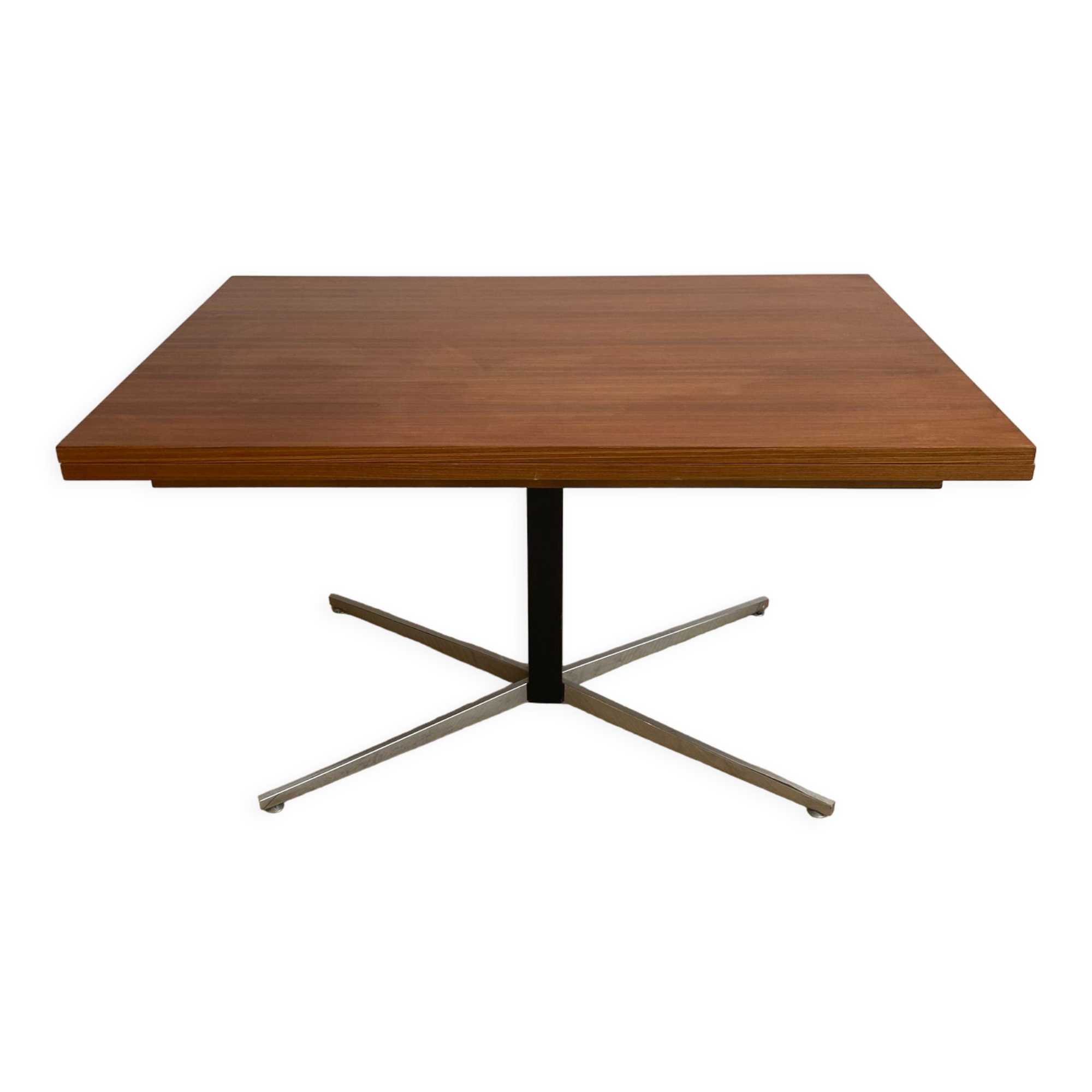 Adjustable teak table, unfoldable, up and down