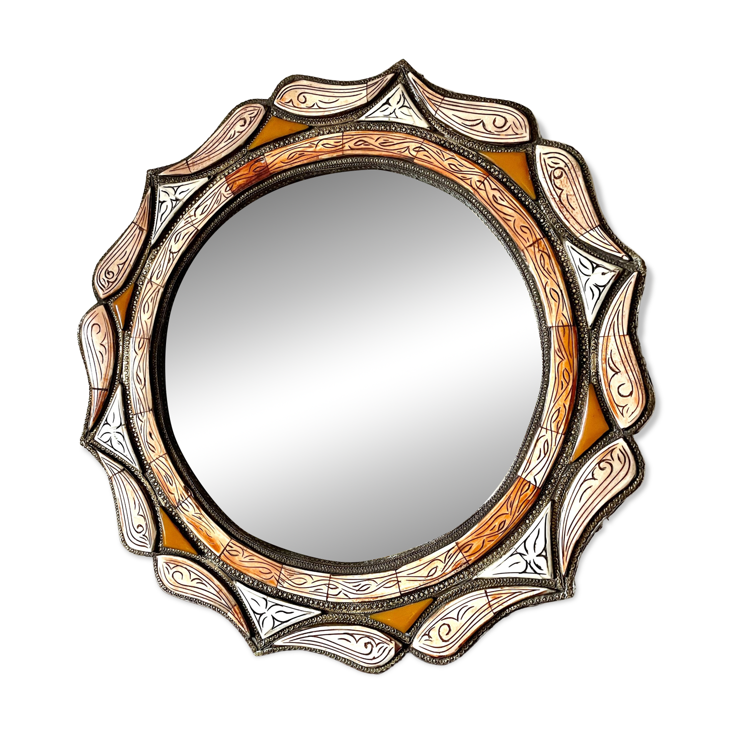 Large round Moroccan handcrafted mirror, 50cm