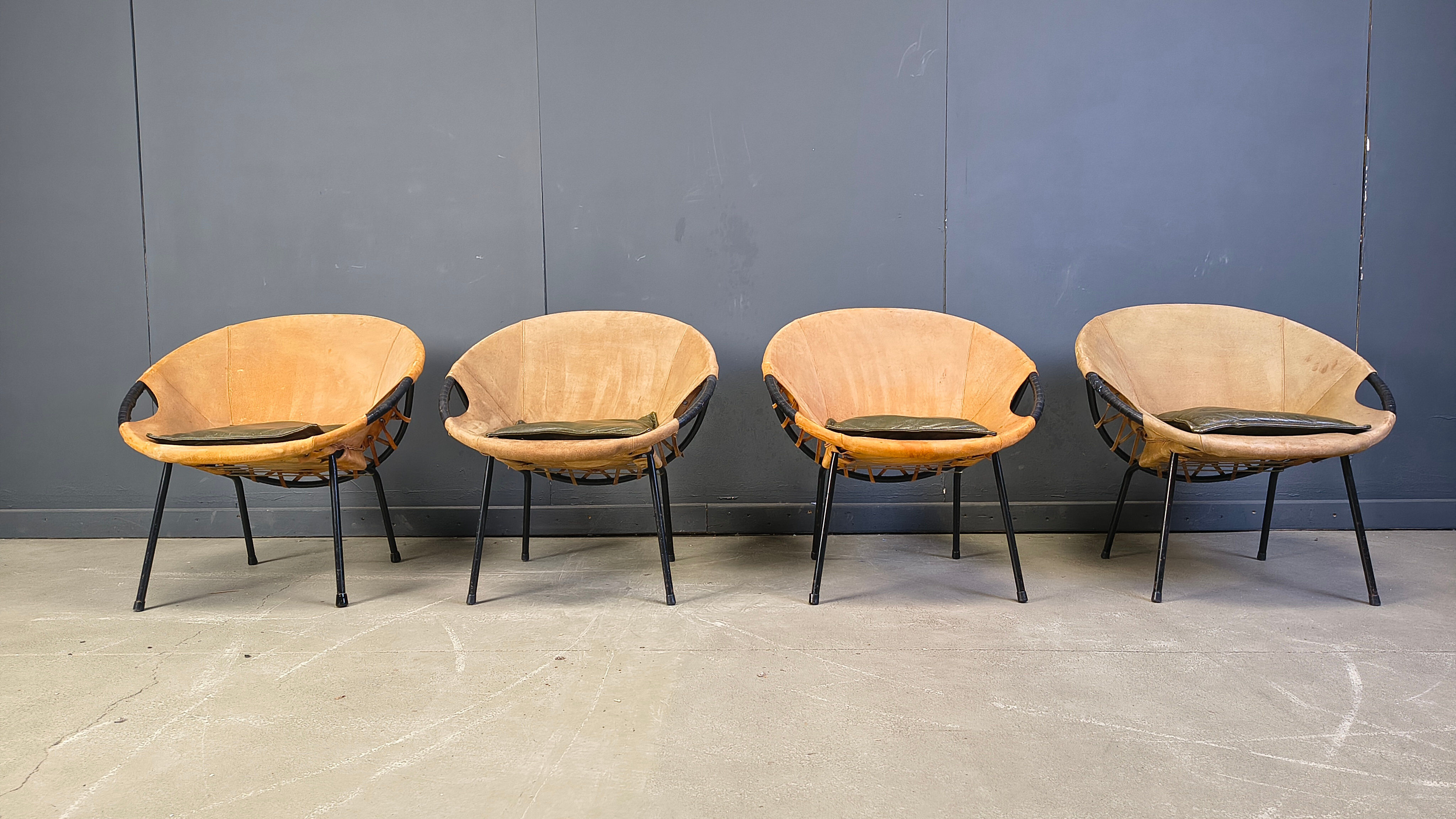 Vintage balloon chairs by Lusch & Co, 1960s - set of 4