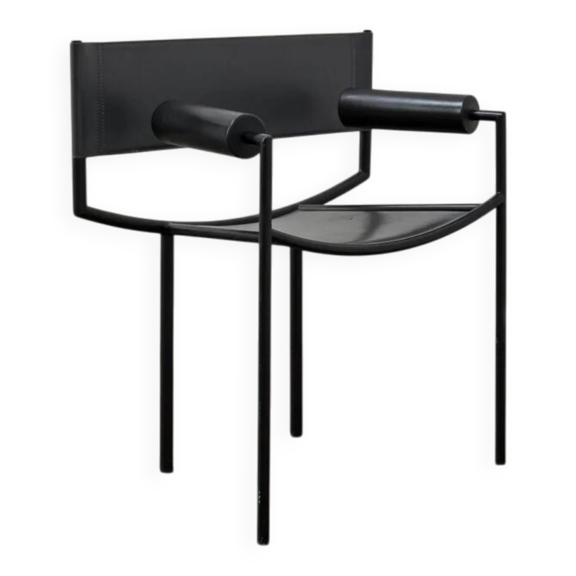 Postmodern leather and steel chair, c.1980