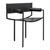 Postmodern leather and steel chair, c.1980